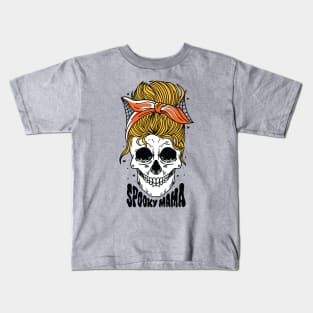 Spooky Mama // Messy Bun Halloween Mom Kids T-Shirt